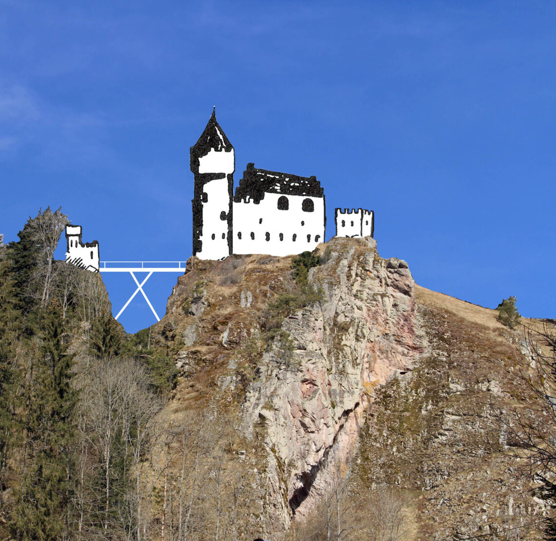 Fotomontage Burg Ramstein auf dem Schlösslefelsen